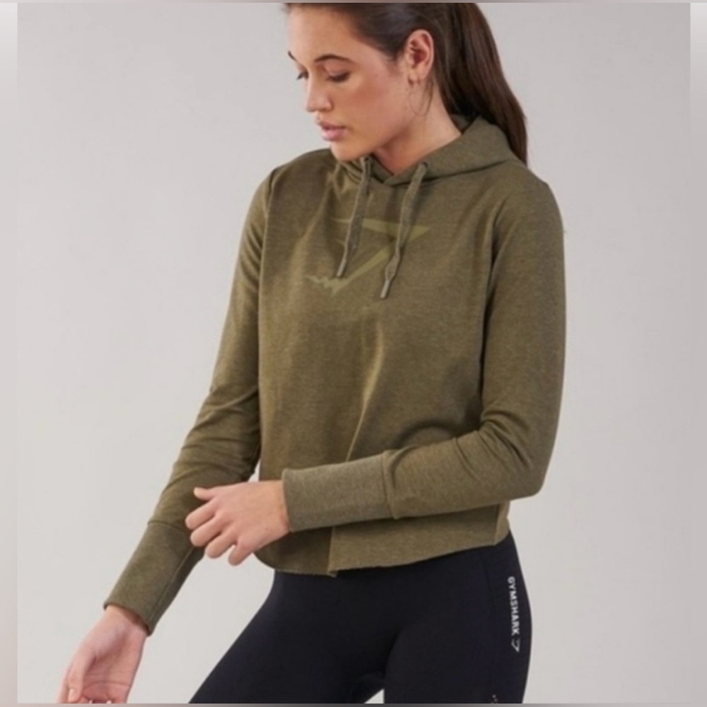 Gymshark Khaki Women's Crossback Hoodie - Picture 2 of 8